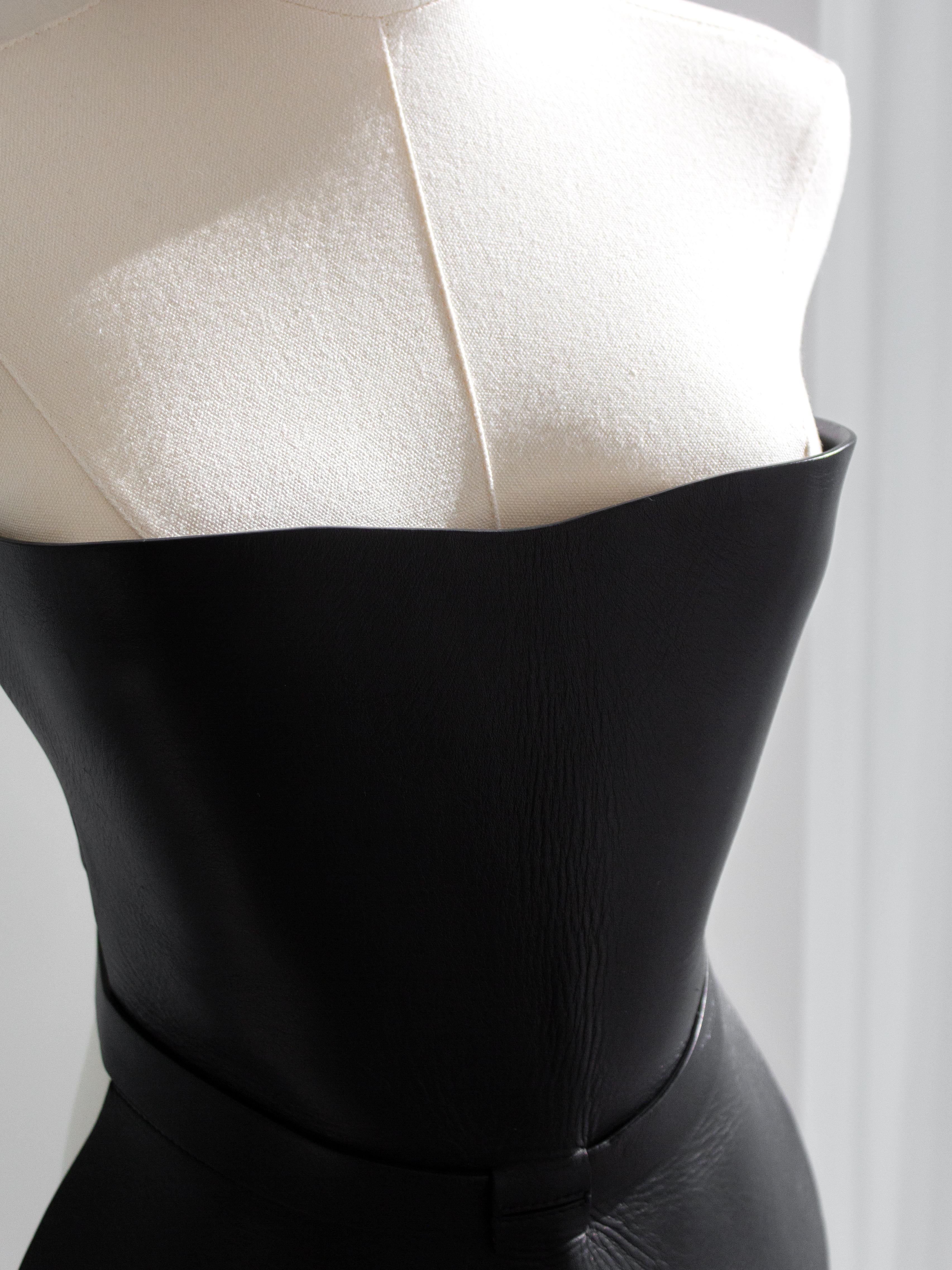 Dior Cruise 2019 Black Calfskin Leather Buckle Bustier Corset Top 4