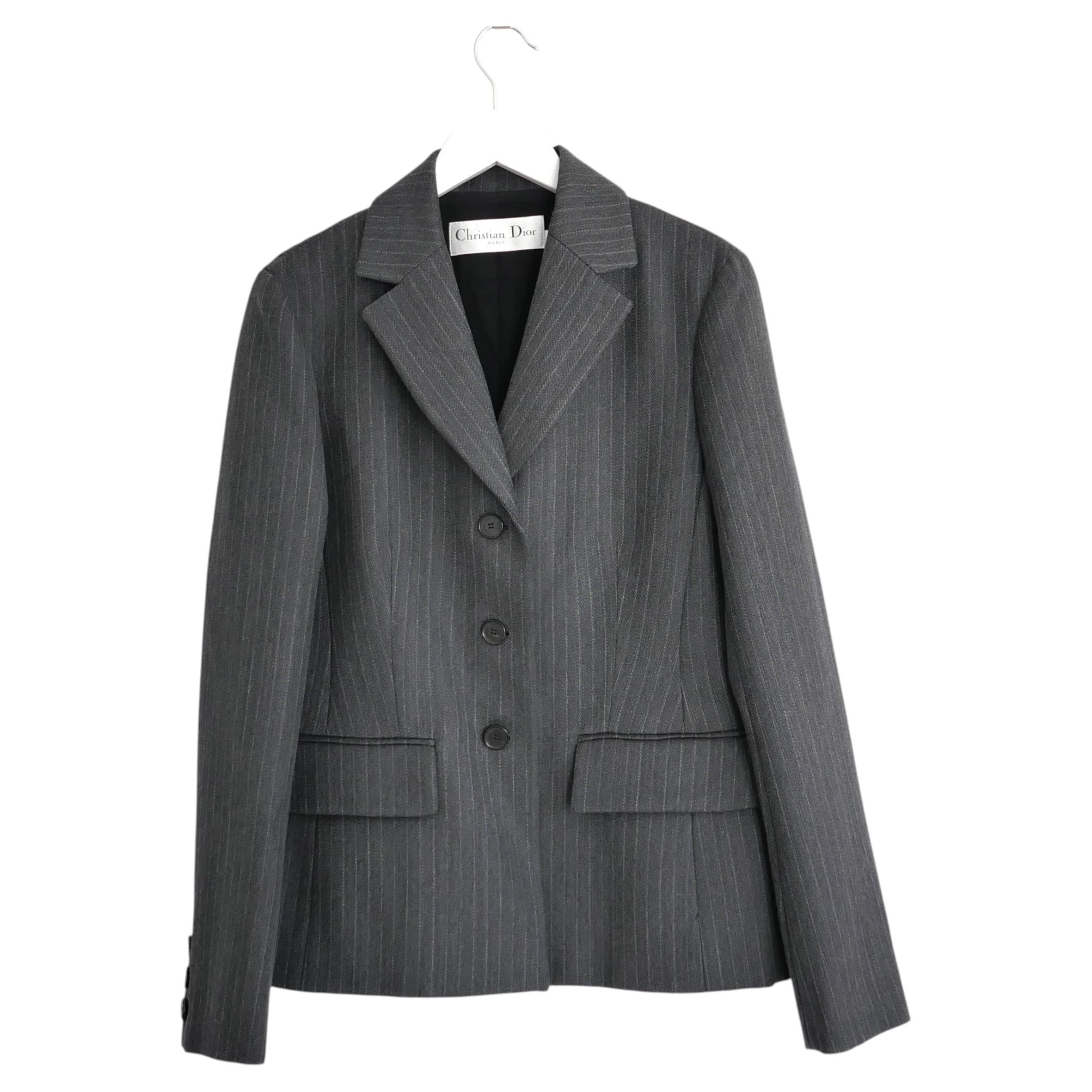 Dior Cruise 2023 Grey Pinstripe Bar Jacket
