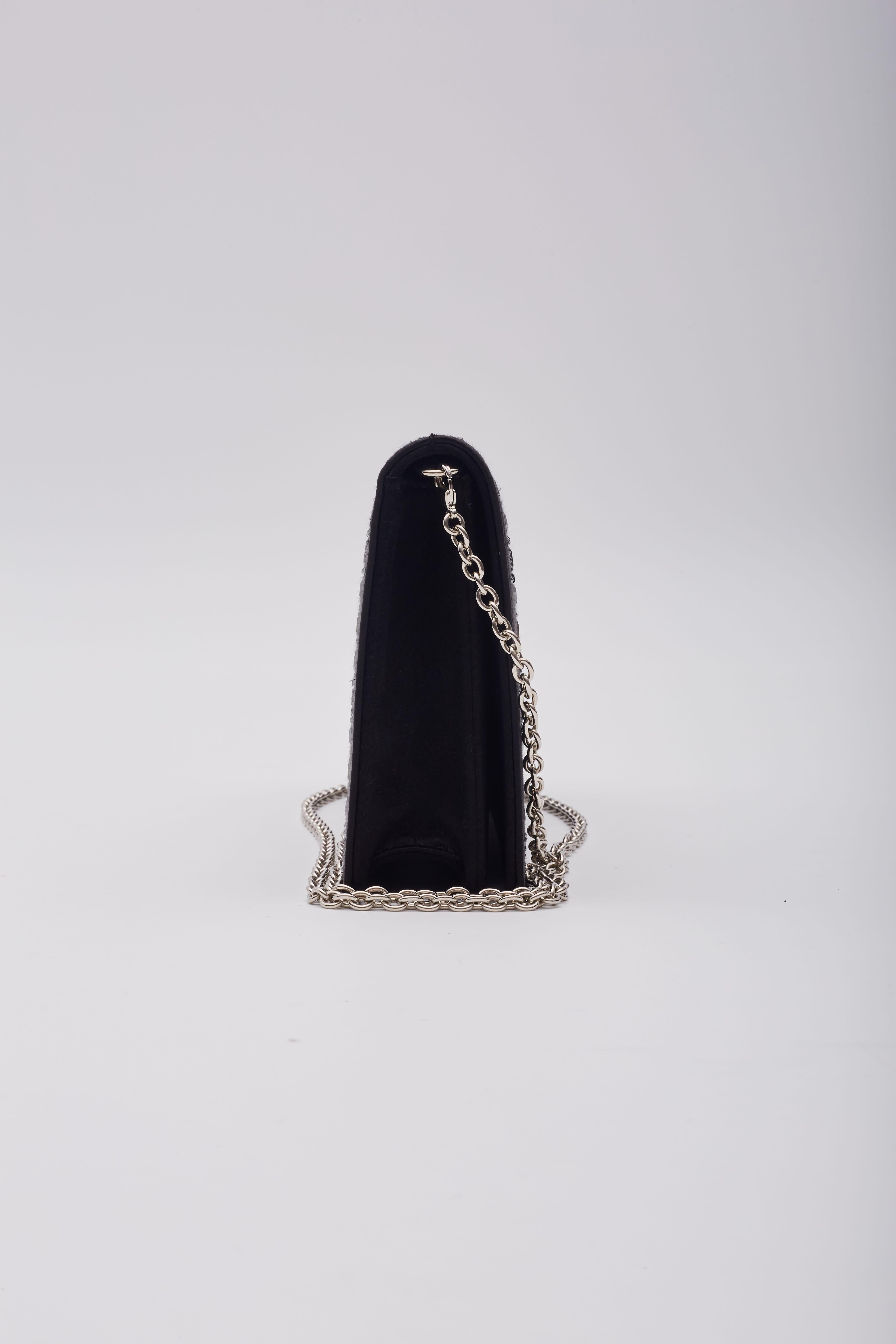 Dior Crystal Cannage Black Satin Shoulder & Clutch Bag For Sale 2