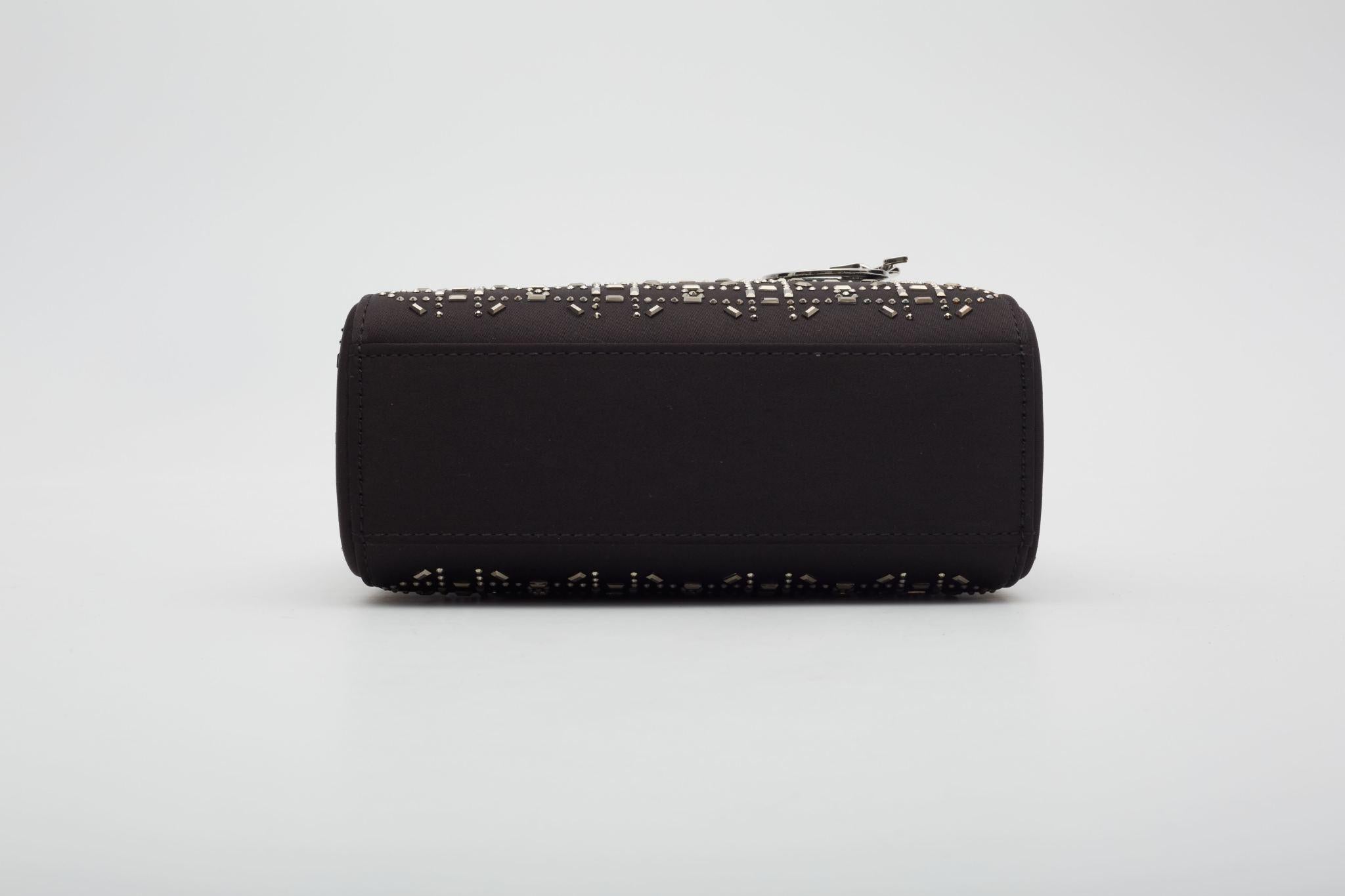 Mini Lady Dior Crystal Cannage Crystals Satin Black 2