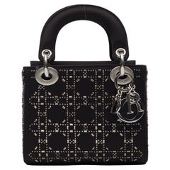 Dior Crystal Cannage Crystals Satin Mini Lady Dior Black