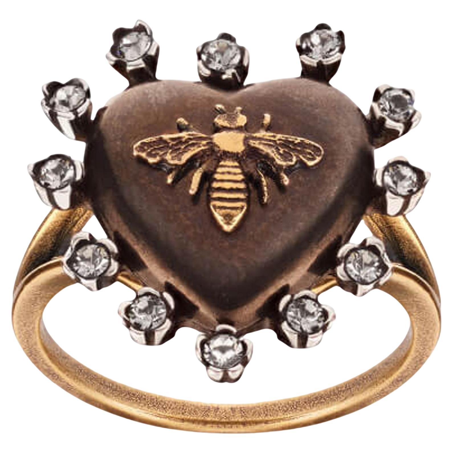 Dior Crystal Heart-Shaped Bee Ring For Sale