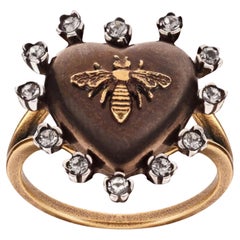 Dior Crystal Heart-Shaped Bee Ring