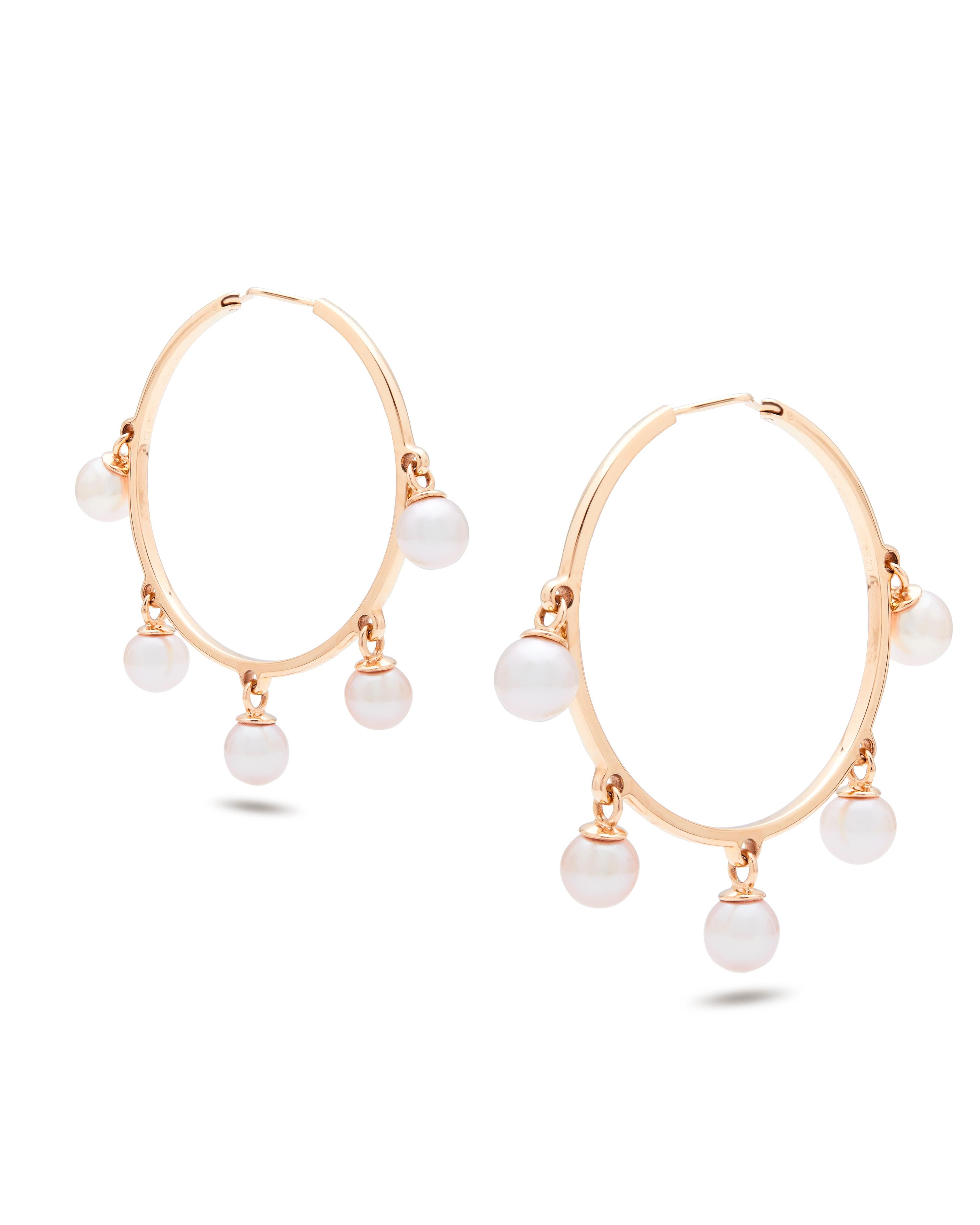 Dior the High jewellery Couture Maison creates these amazing chic earrings as a hoop. 

Crafted beautifully with Cultured Pearl drops, individually moving bringing out beautiful lustre from each pearl. 

Amazing condition, very little marks, hooks