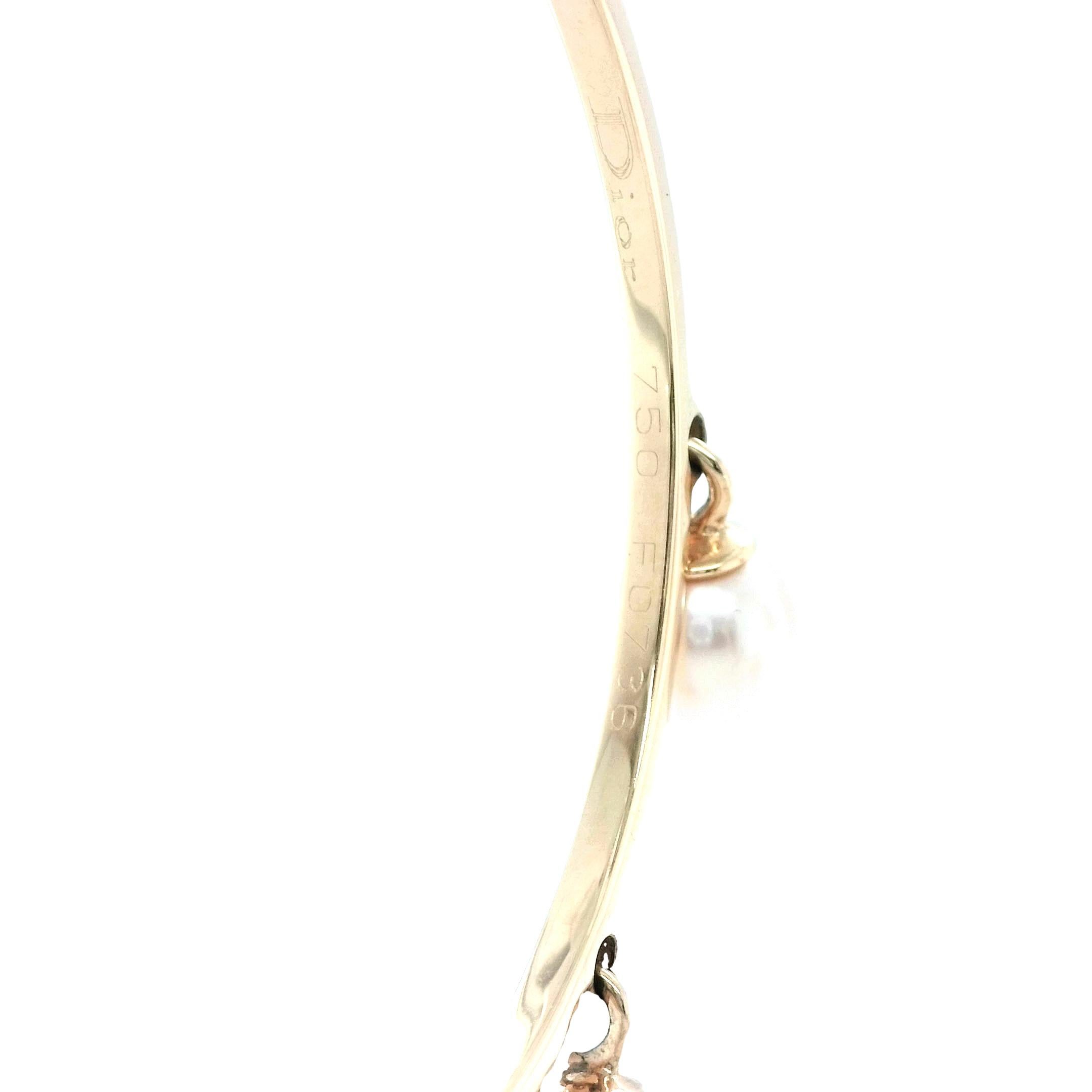 Dior Cultured Pearl 18ct Rose Gold Hoop Earrings For Sale 2