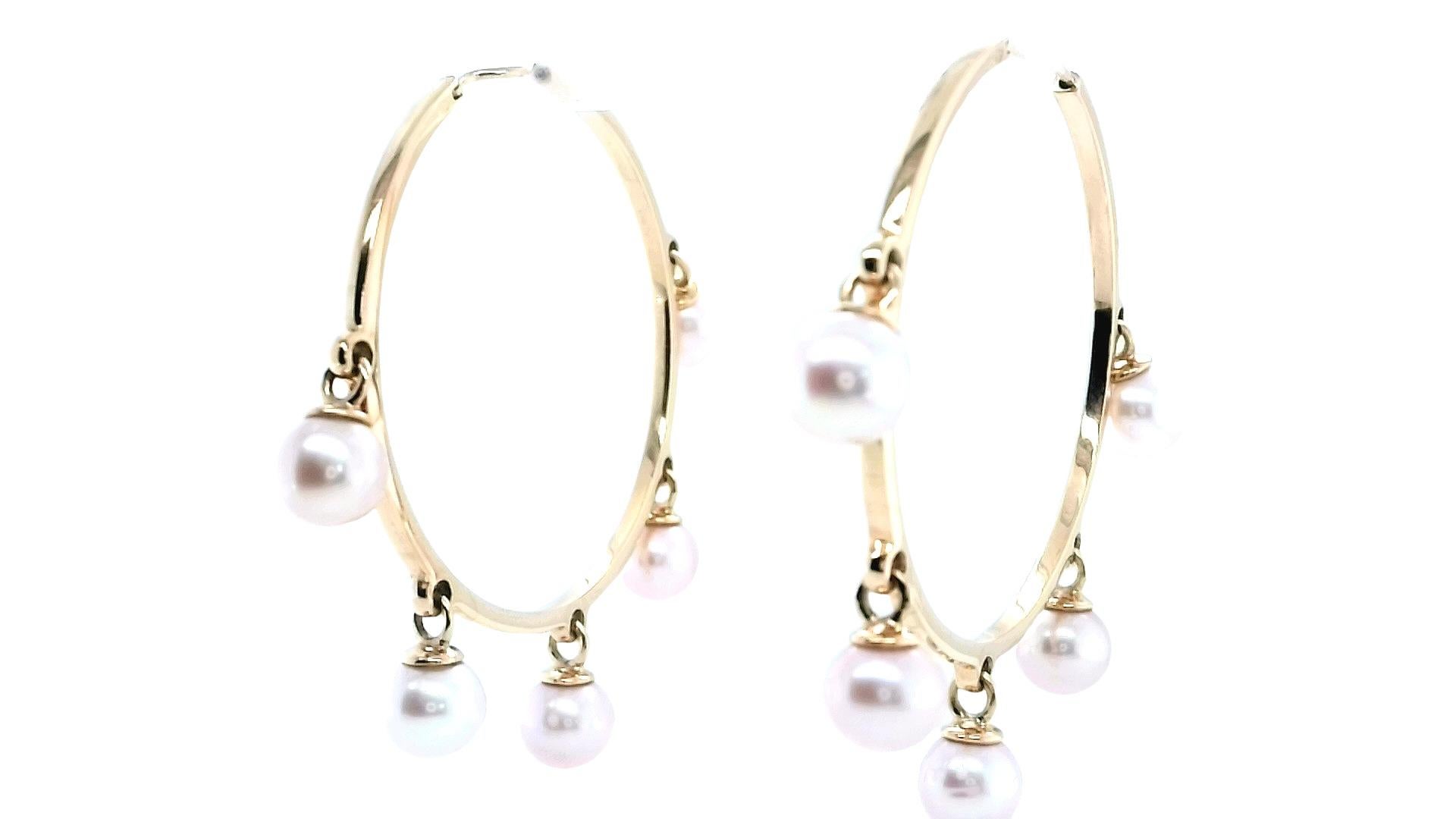 Dior Cultured Pearl 18ct Rose Gold Hoop Earrings For Sale 1