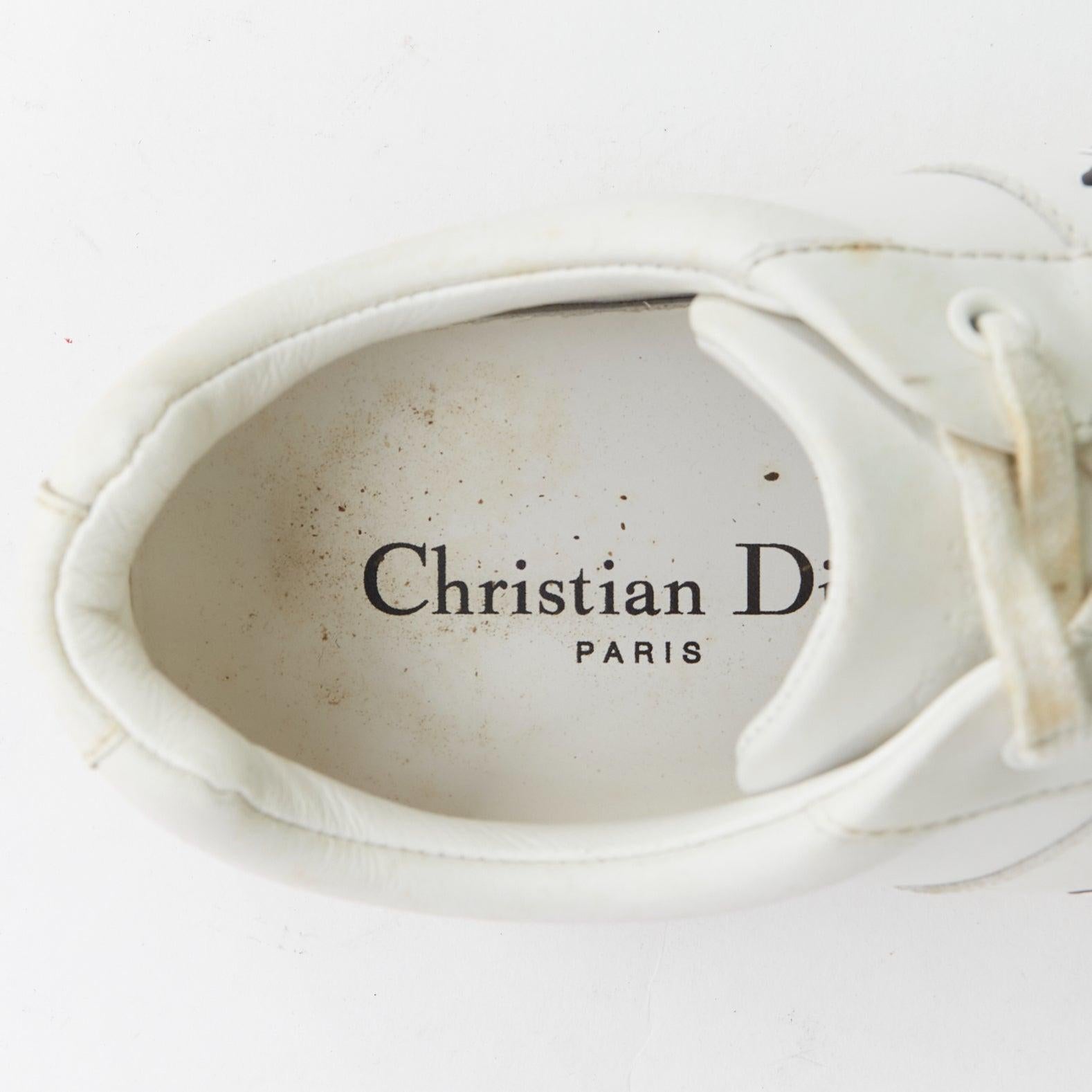 DIOR D Bee cuero blanco CD logo gris ante ribete zapatillas EU36.5 5