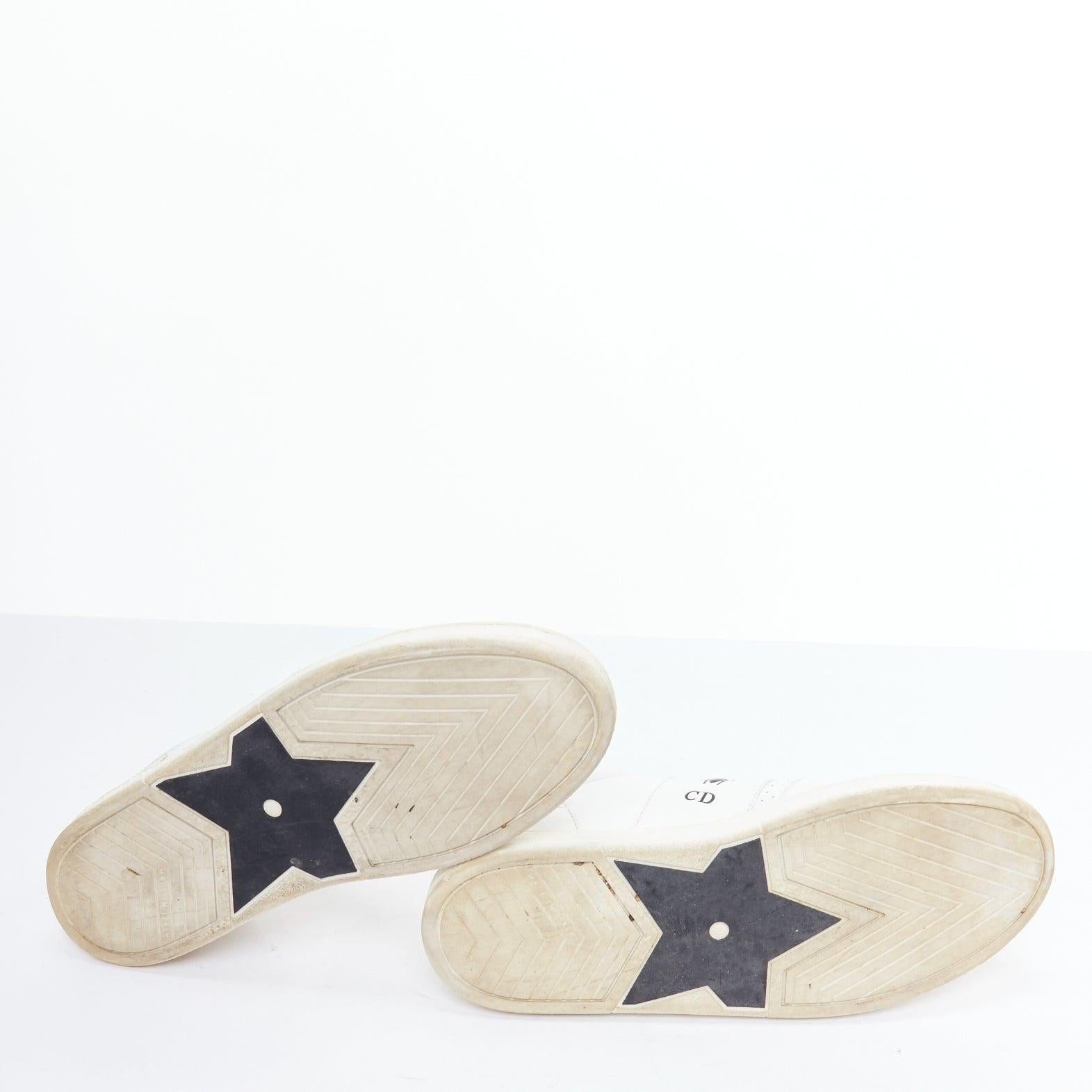 DIOR D Bee cuero blanco CD logo gris ante ribete zapatillas EU36.5 7