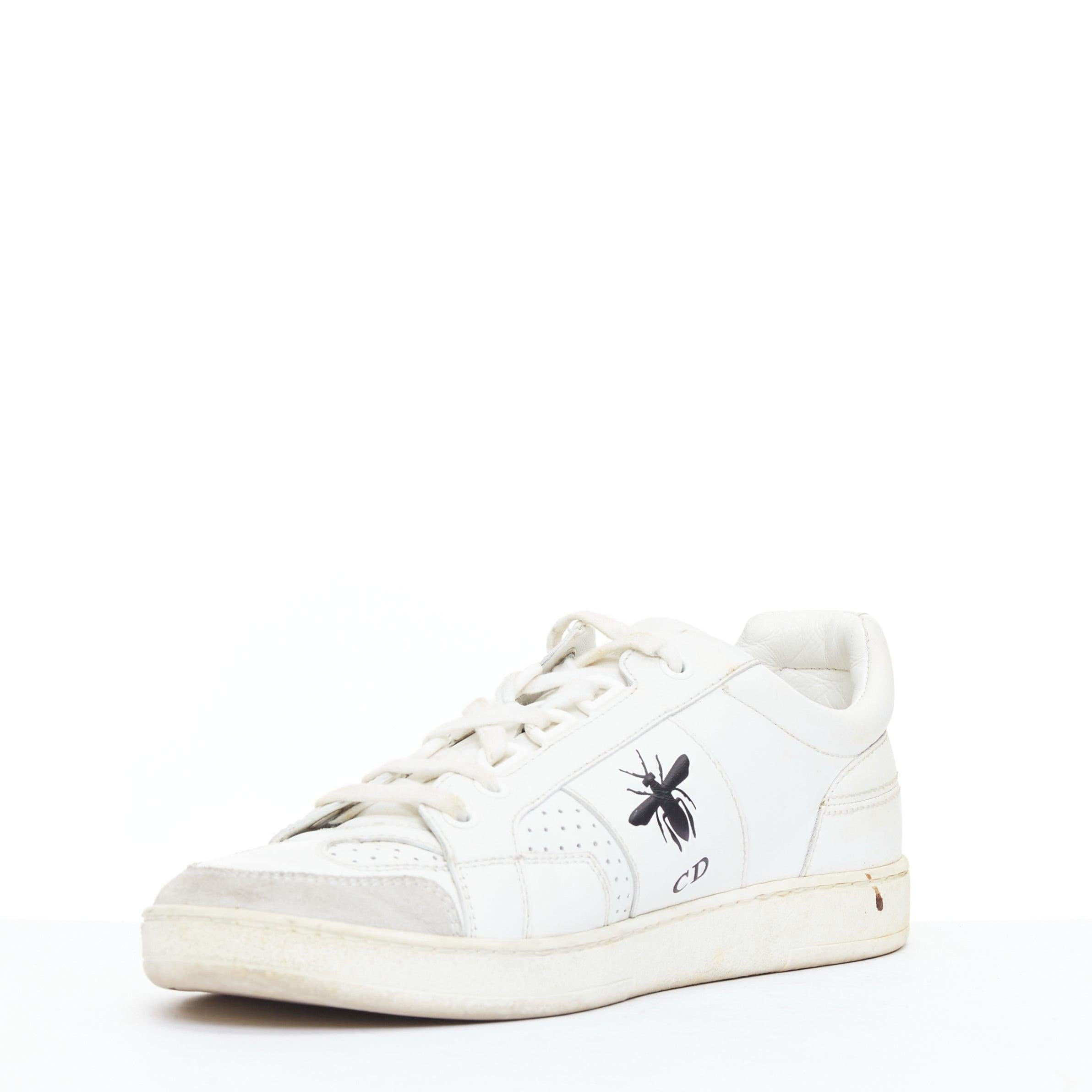 DIOR D Bee cuero blanco CD logo gris ante ribete zapatillas EU36.5 en Bastante bueno Estado en Hong Kong, NT