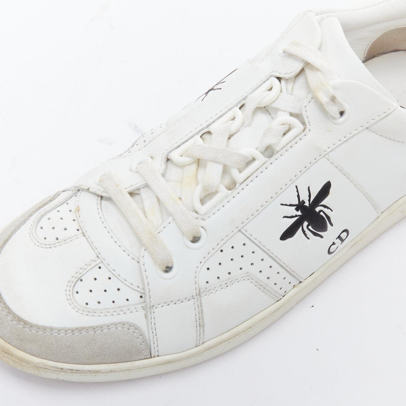 DIOR D Bee cuero blanco CD logo gris ante ribete zapatillas EU36.5 2