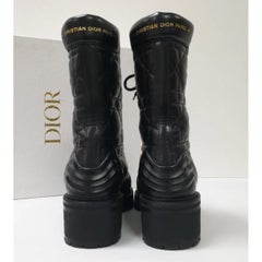 DIOR D-LEADER Cannage Quilted Leather Combat Boots - 39