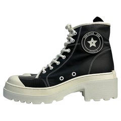 Dior D-Rise Black and White Lace Up Boots - Size 40