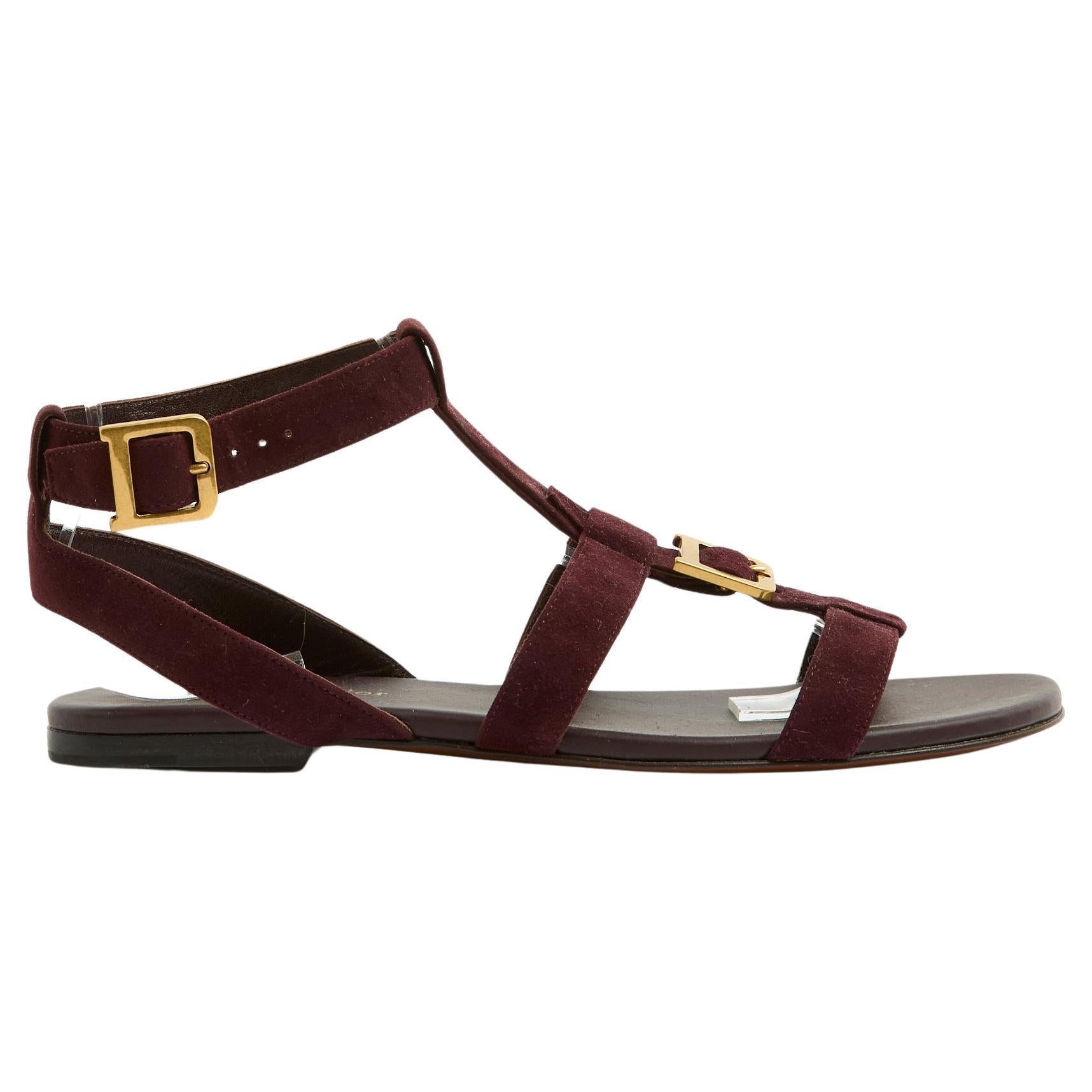 Dior D Sandales EU38 Amarante Suede D Sandals Flats US7.5 New