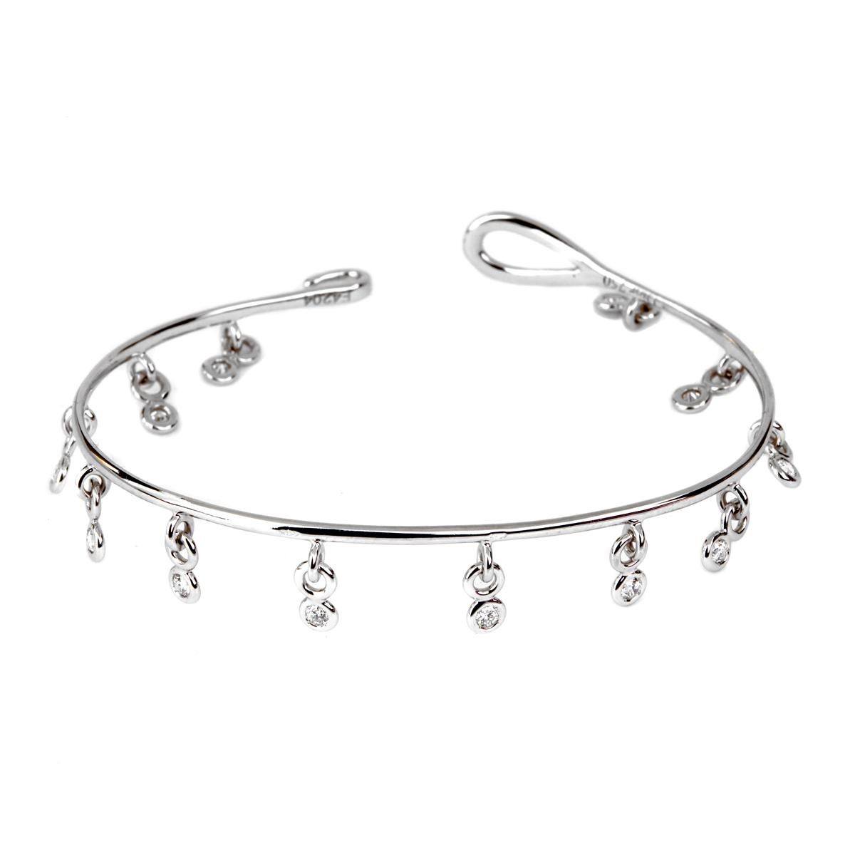 Taille ronde Dior Bracelet jonc en diamants pendants en vente