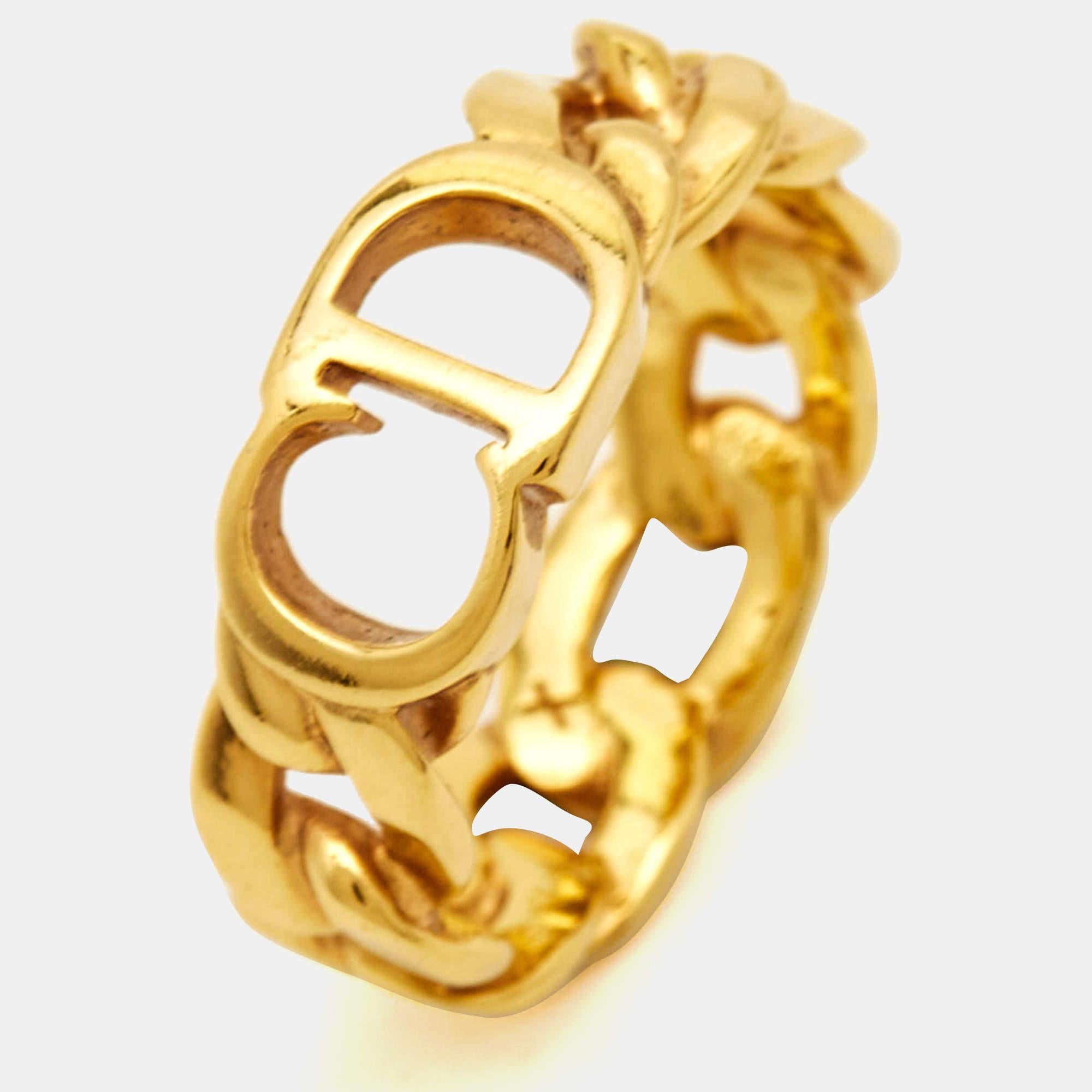 Dior Danseuse Étoile Gold Tone Ring Size 57 In Excellent Condition In Dubai, Al Qouz 2