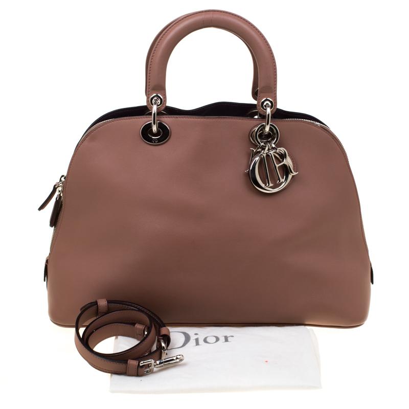 Dior Dark Beige Leather Diorissimo Dome Bag 7