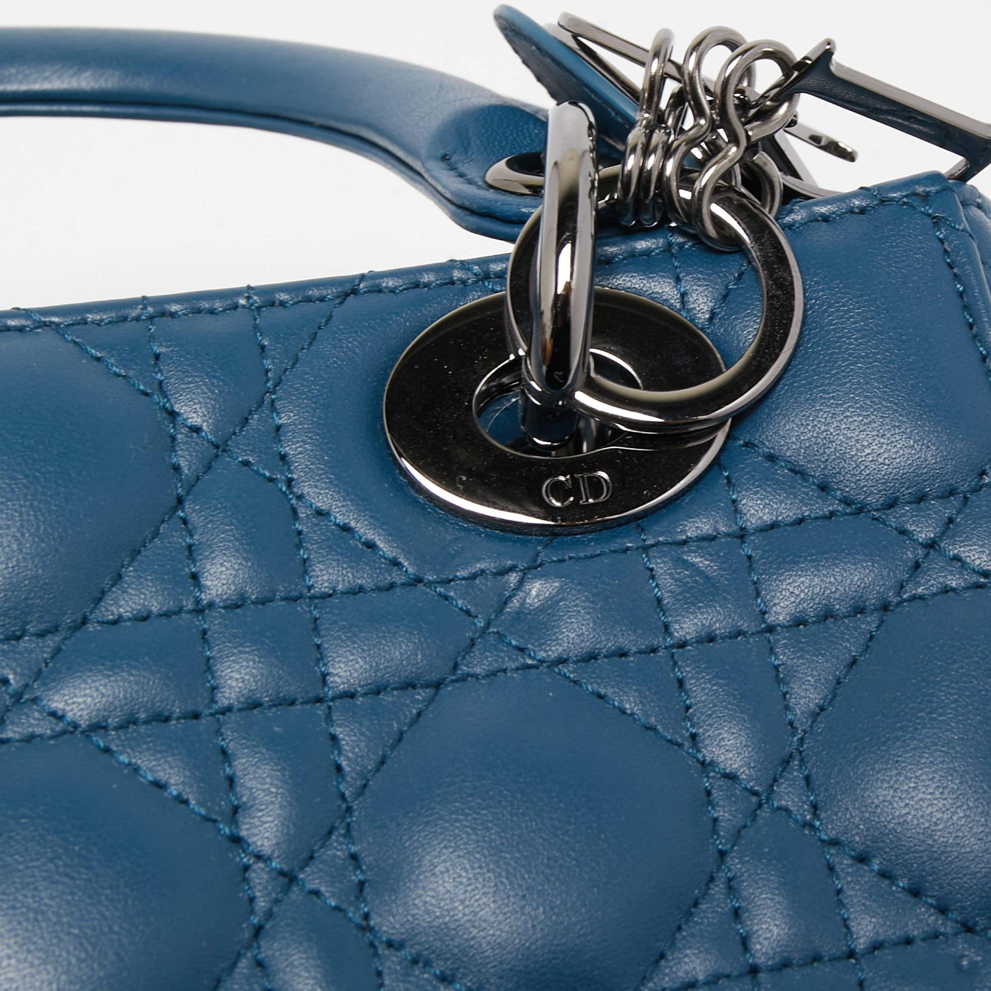 Dior Dark Blue Cannage Leather Small My ABCDior Lady Dior Tote 6