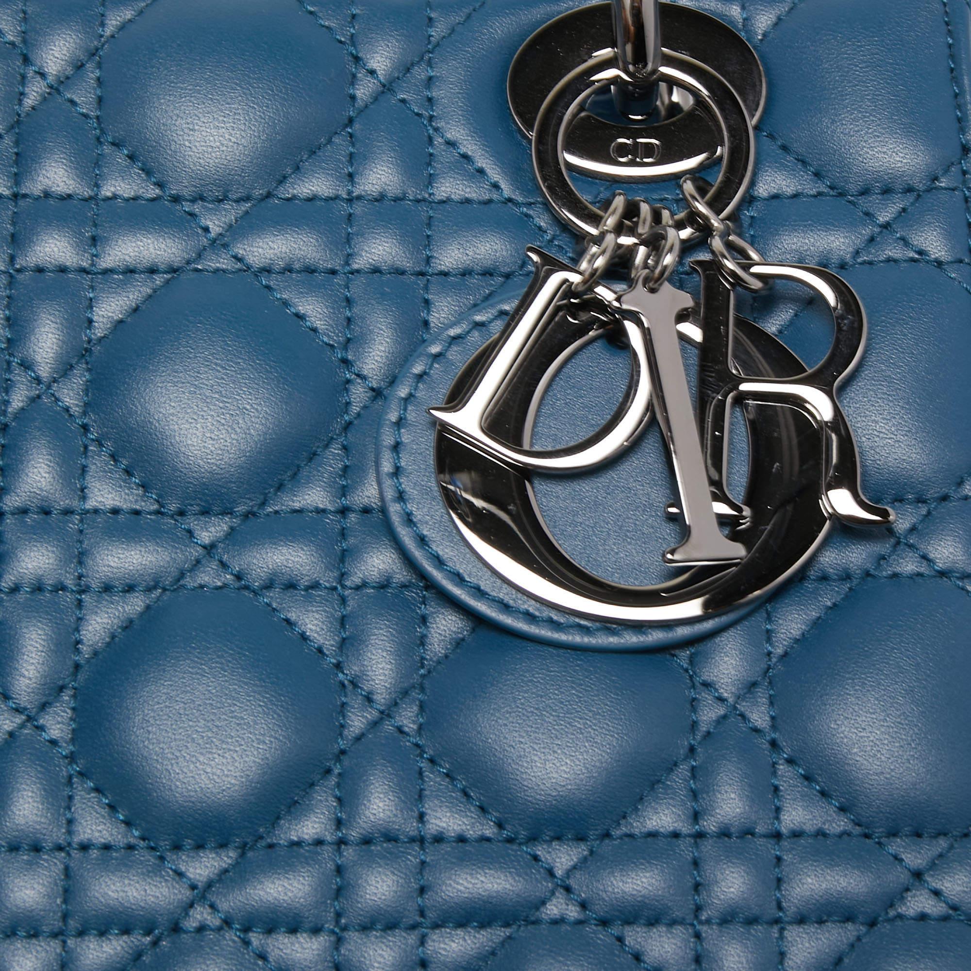 Dior Dark Blue Cannage Leather Small My ABCDior Lady Dior Tote 7