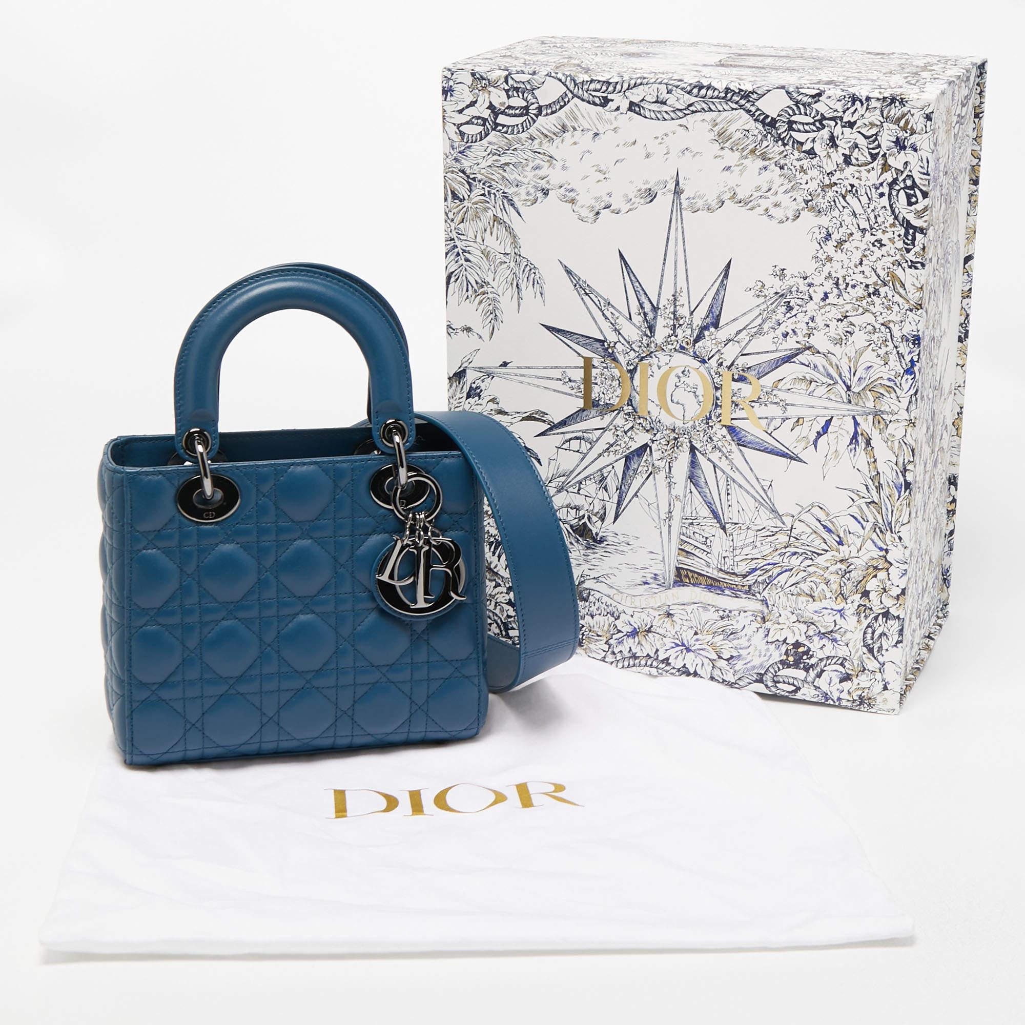 Dior Dark Blue Cannage Leather Small My ABCDior Lady Dior Tote 9