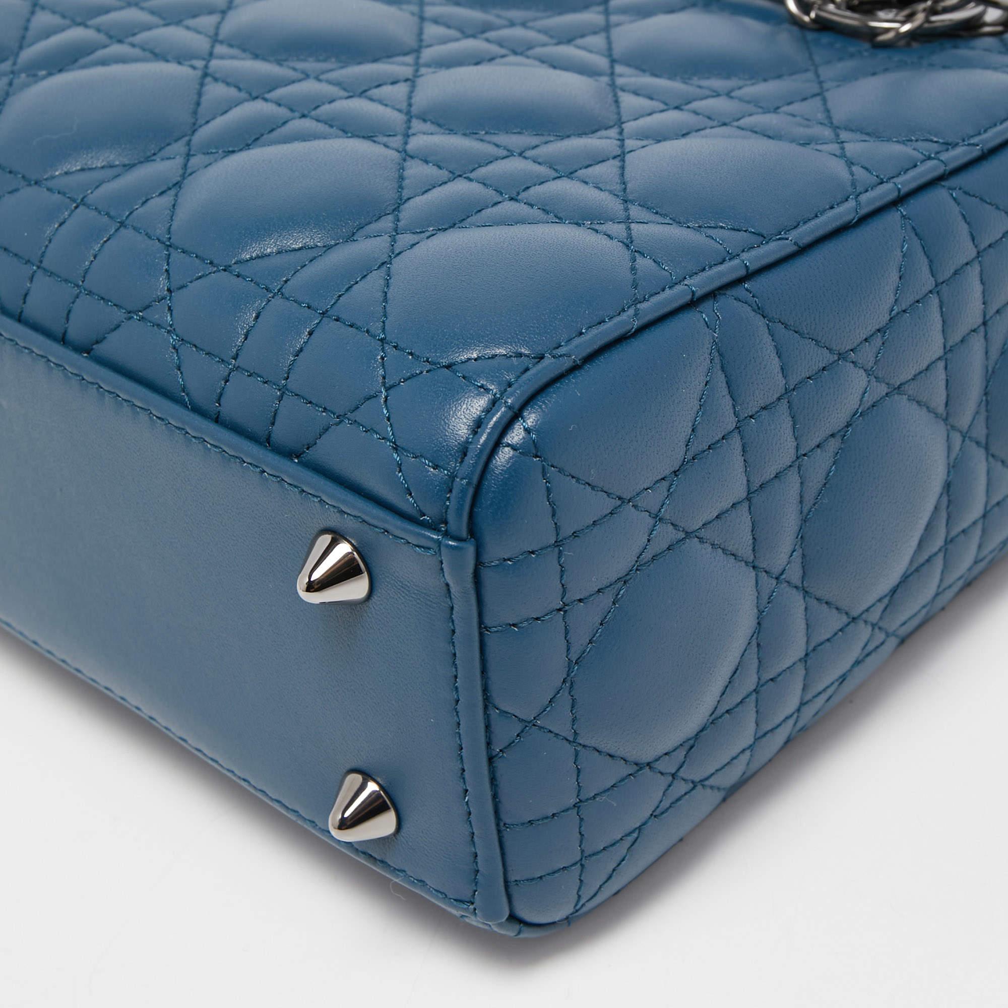 Dior Dark Blue Cannage Leather Small My ABCDior Lady Dior Tote 3