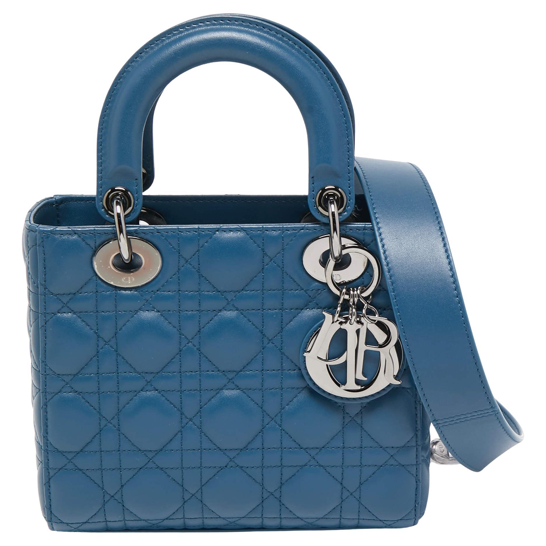 Dior Dark Blue Cannage Leather Small My ABCDior Lady Dior Tote