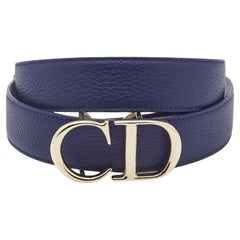 Dior, ceinture bleu foncé avec logo CD 100 cm
