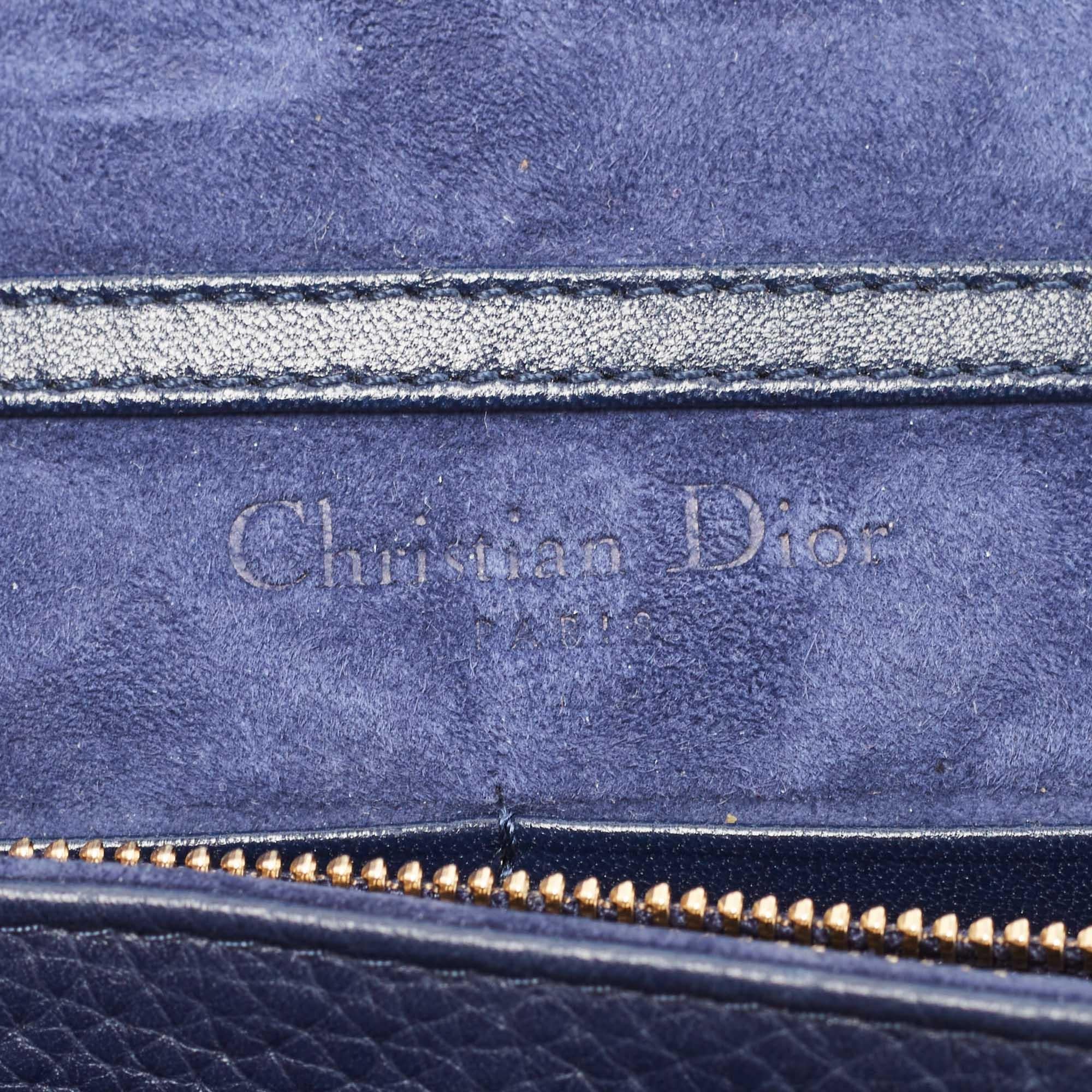 Dior Dark Blue Leather Diorama Wallet on Chain 8