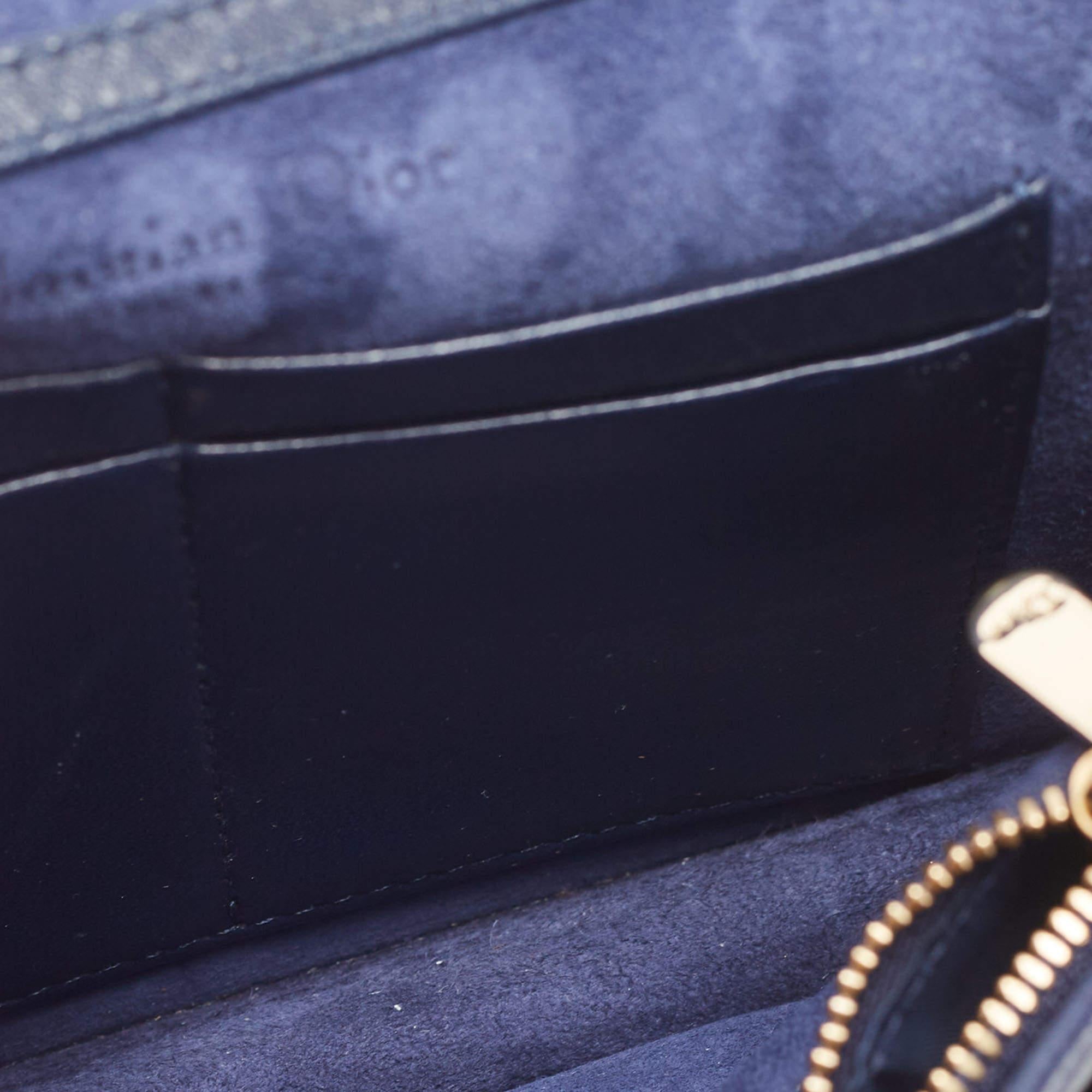 Dior Dark Blue Leather Diorama Wallet on Chain 2