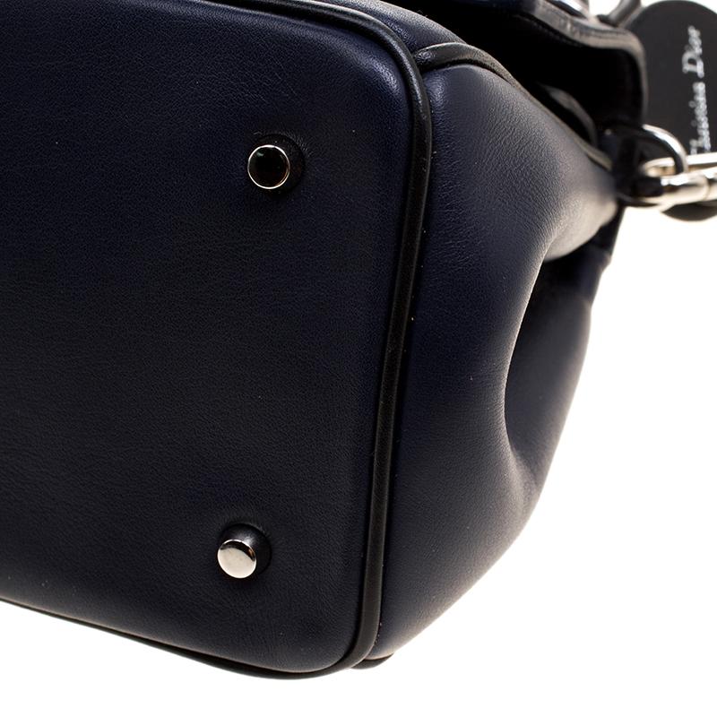 Dior Dark Blue Leather Micro Be Dior Flap Bag 2