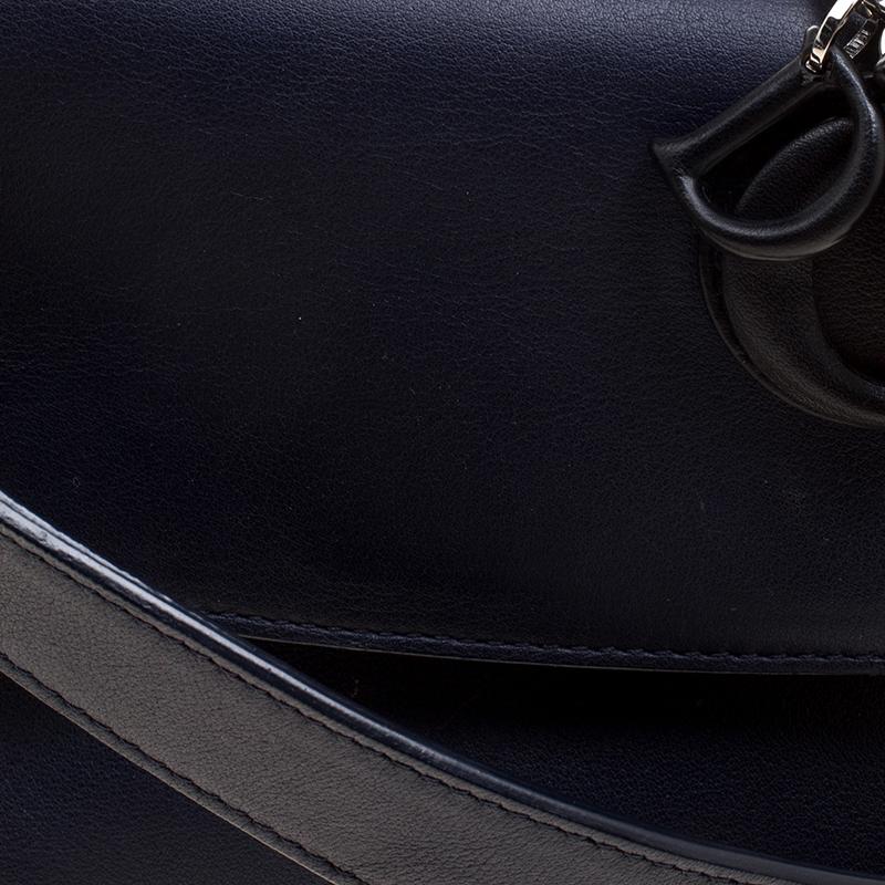 Black Dior Dark Blue Leather Micro Be Dior Flap Bag