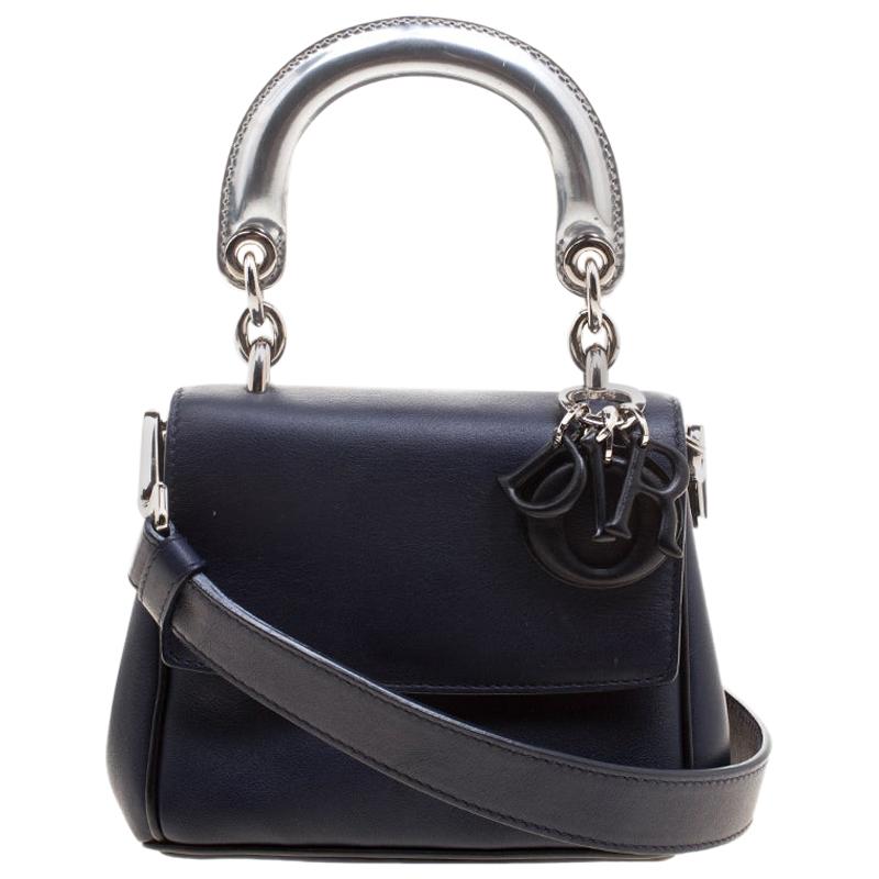 Dior Dark Blue Leather Micro Be Dior Flap Bag