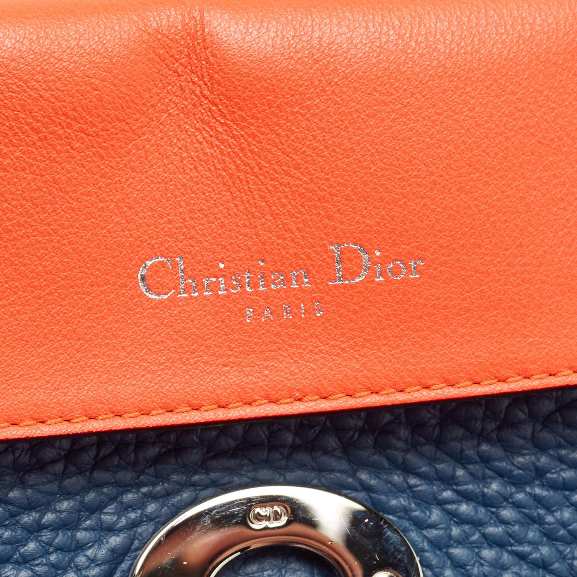 Dior Dark Blue Leather Small Be Dior Flap Top Handle Bag 8