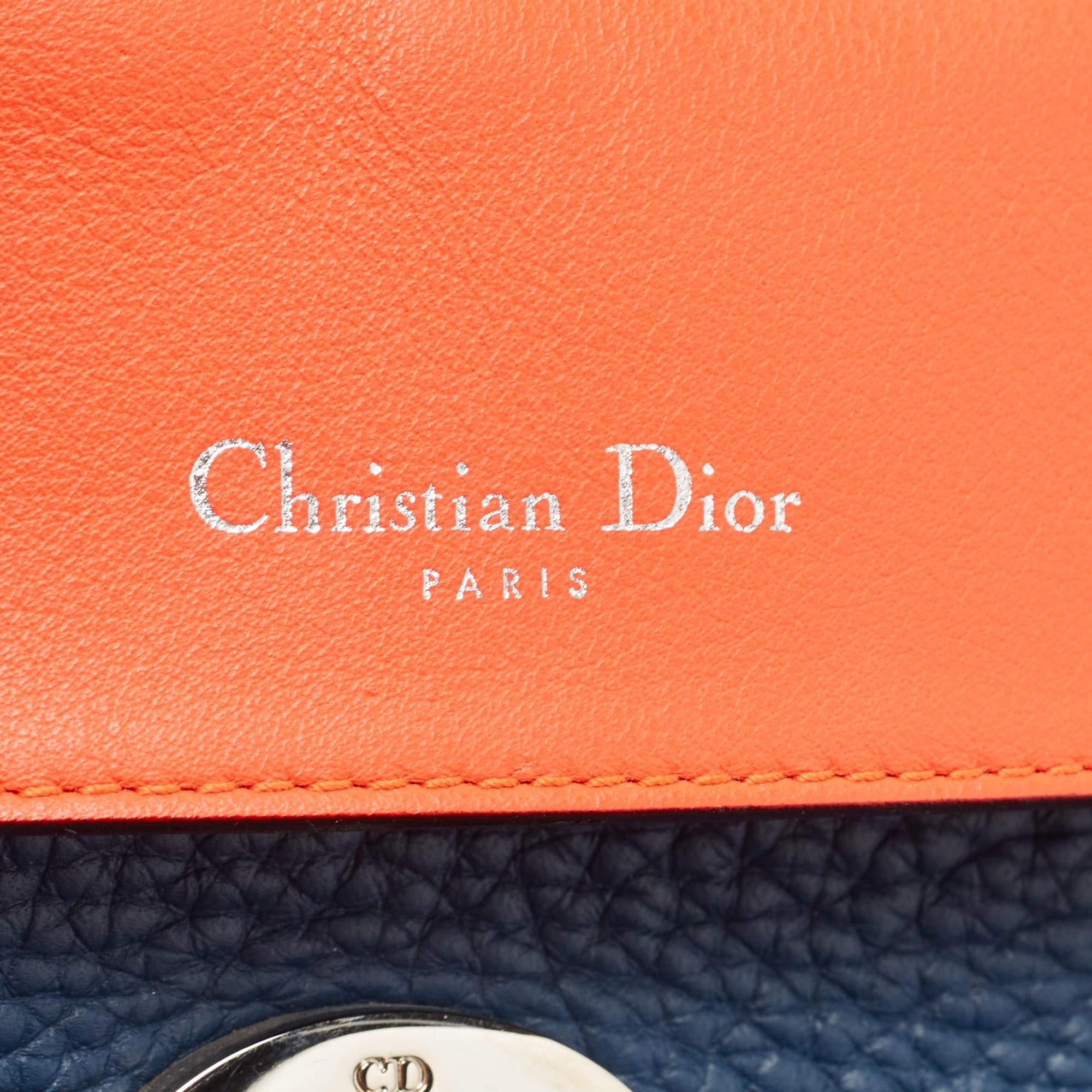 Dior Dark Blue Leather Small Be Dior Flap Top Handle Bag 11