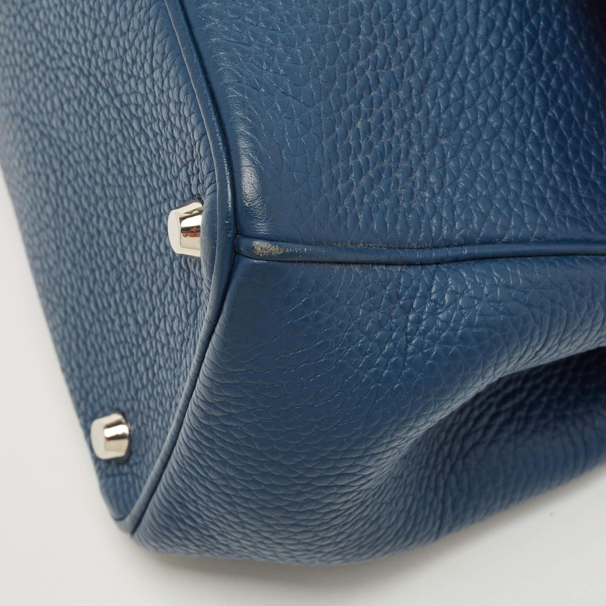 Dior Dark Blue Leather Small Be Dior Flap Top Handle Bag 5