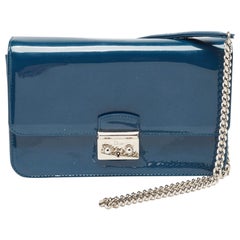 Dior Dark Blue Patent Leather Miss Dior Promenade Wallet on Chain