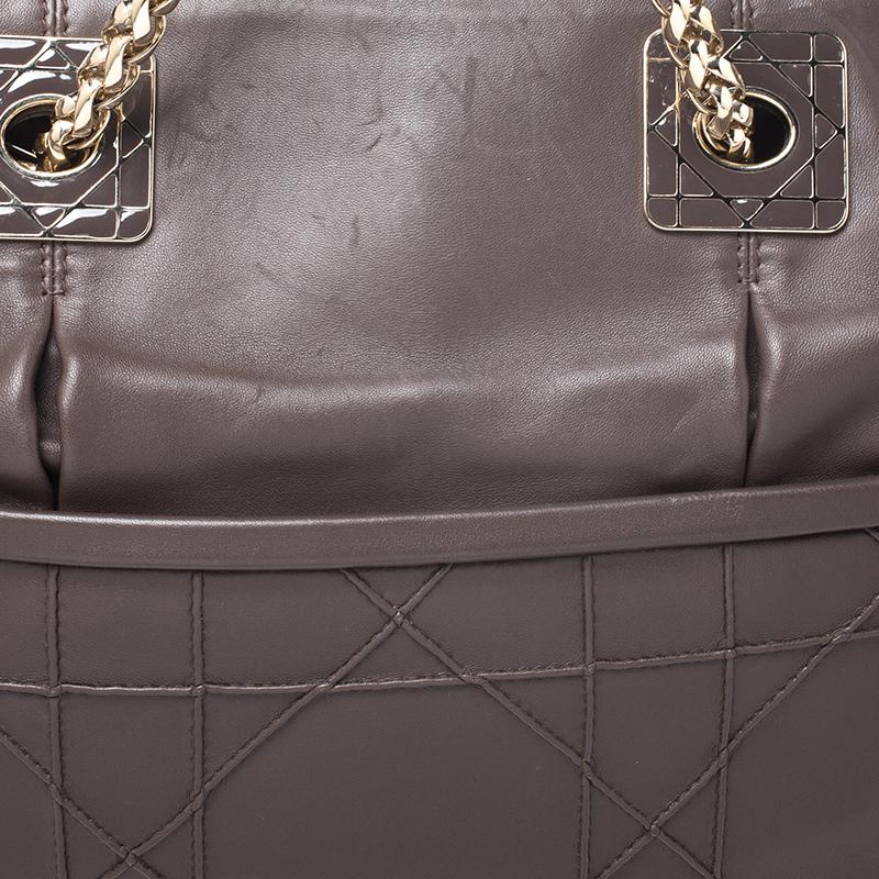 Dior Dark Brown Cannage Leather Granville Chain Link Tote 3