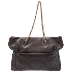 Dior Dark Brown Cannage Leather Granville Chain Link Tote