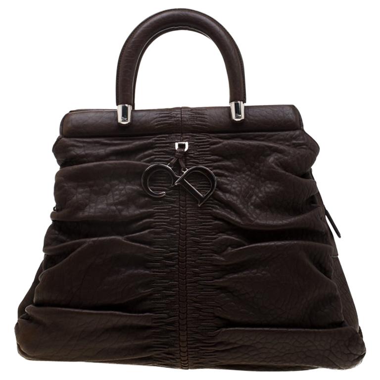 Dior Dark Brown Leather Karenina Hermitage Satchel