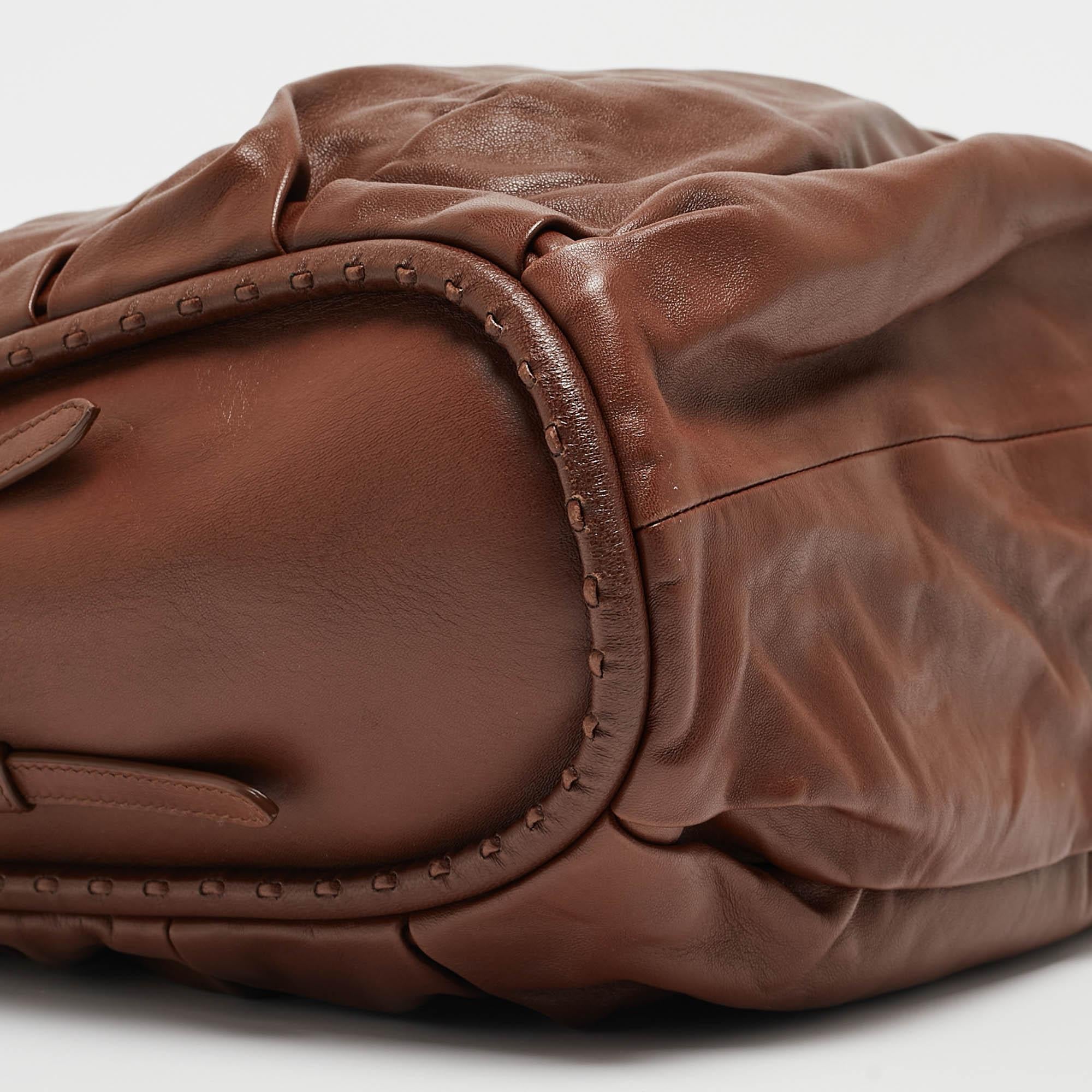 Dior Dark Brown Leather Libertine Hobo In Excellent Condition In Dubai, Al Qouz 2