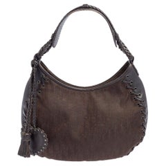 Dior Dark Brown Oblique Nylon and Leather Ethnic Hobo