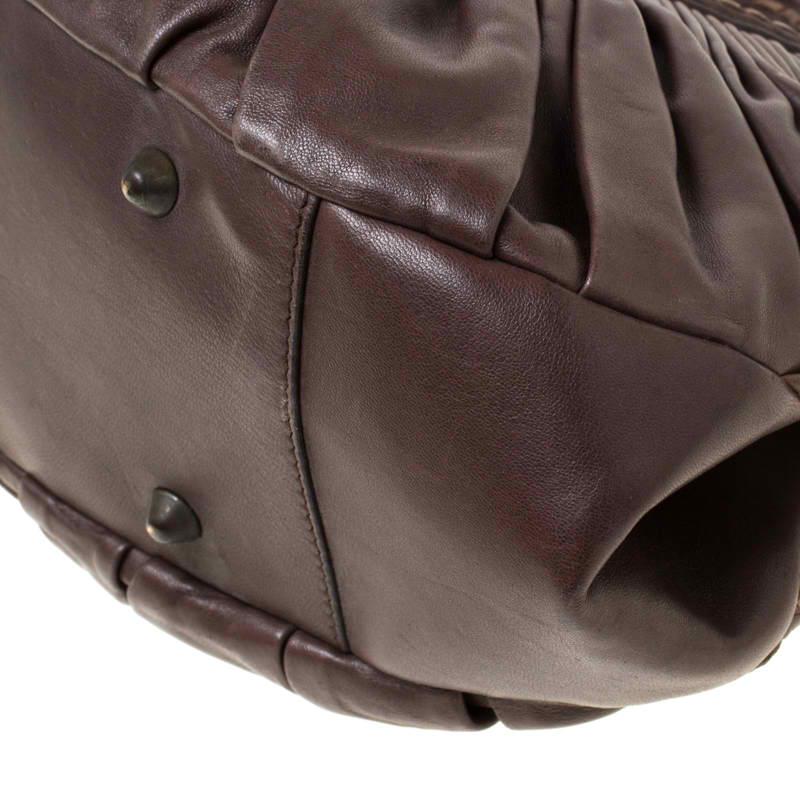 Dior Dark Brown Pleated Leather Medium Plisse Frame Bag 4
