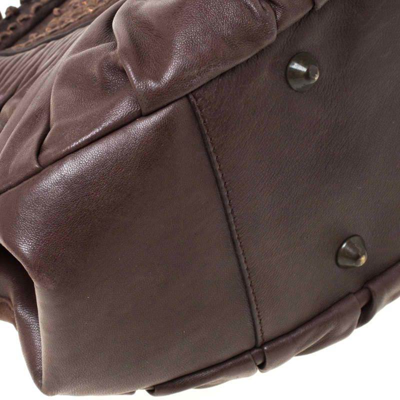 Dior Dark Brown Pleated Leather Medium Plisse Frame Bag 5