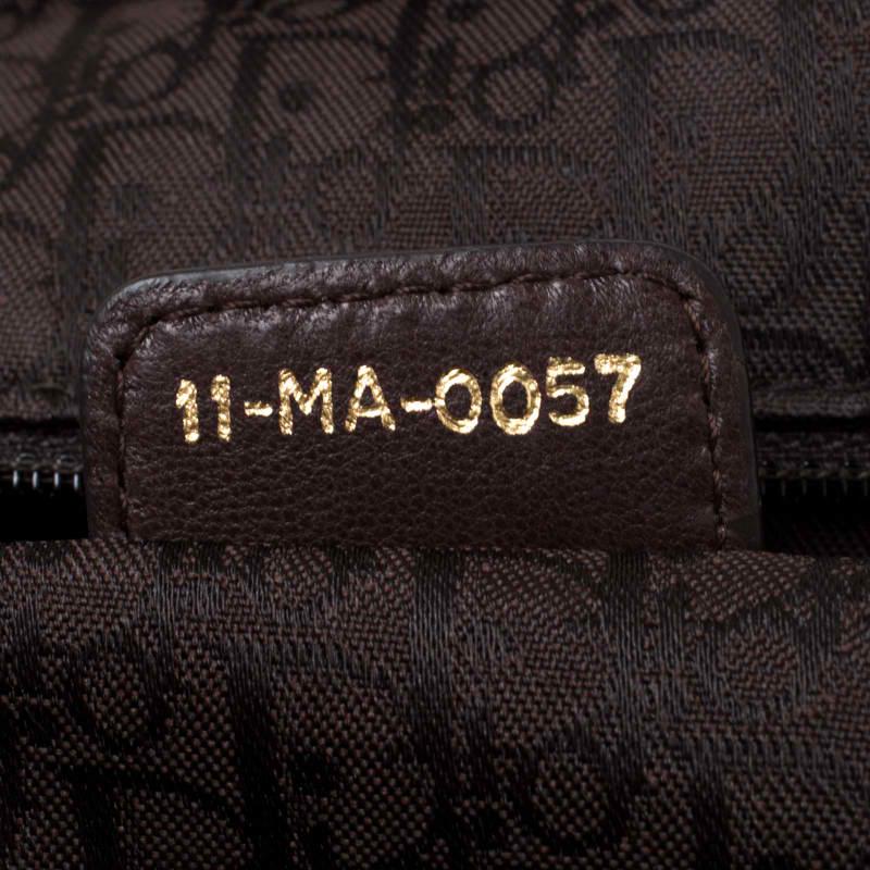 Women's Dior Dark Brown Pleated Leather Medium Plisse Frame Bag