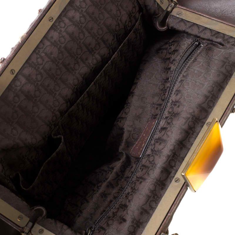 Dior Dark Brown Pleated Leather Medium Plisse Frame Bag 2