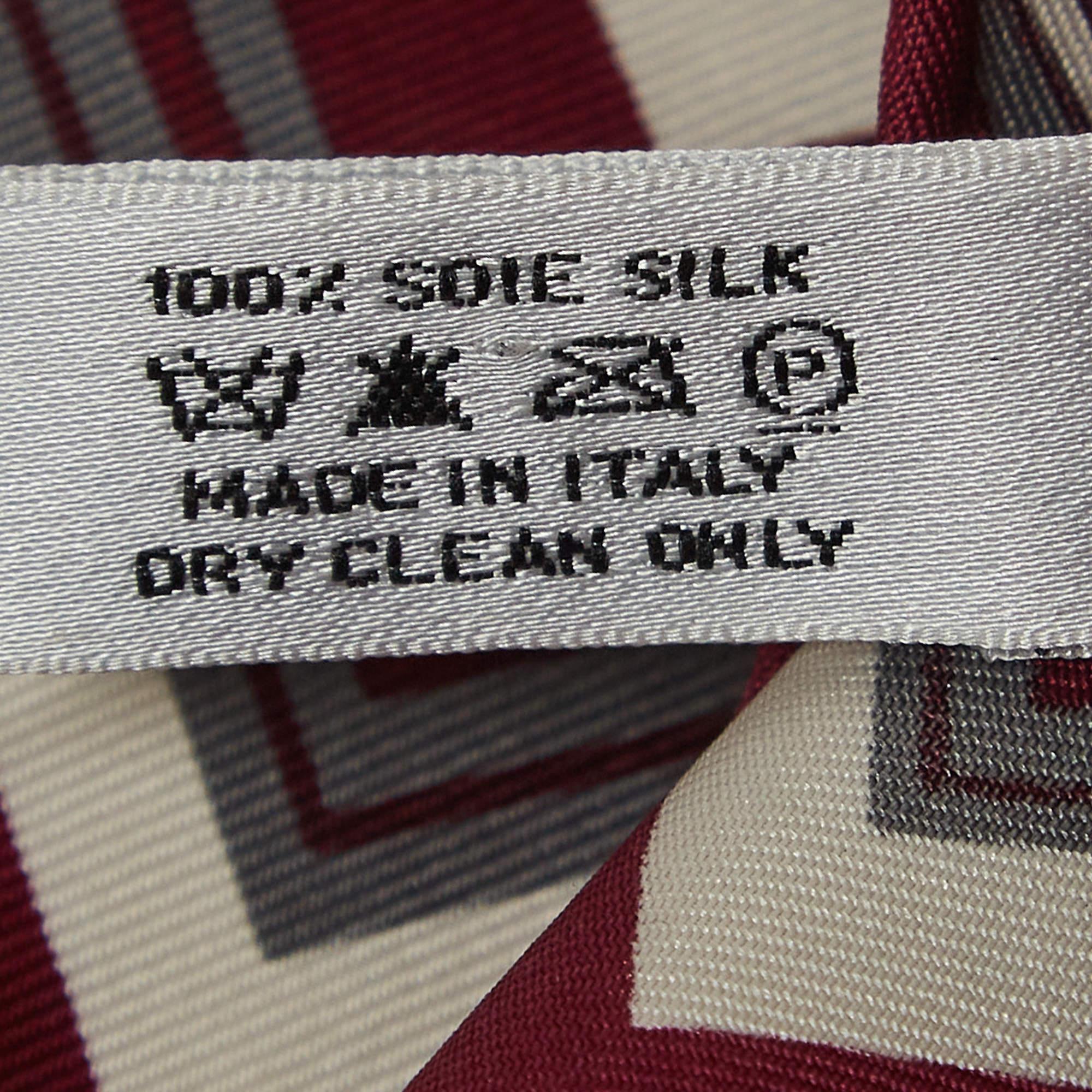 Women's Dior Dark Burgundy Chevron Logo Print Silk Scarf For Sale