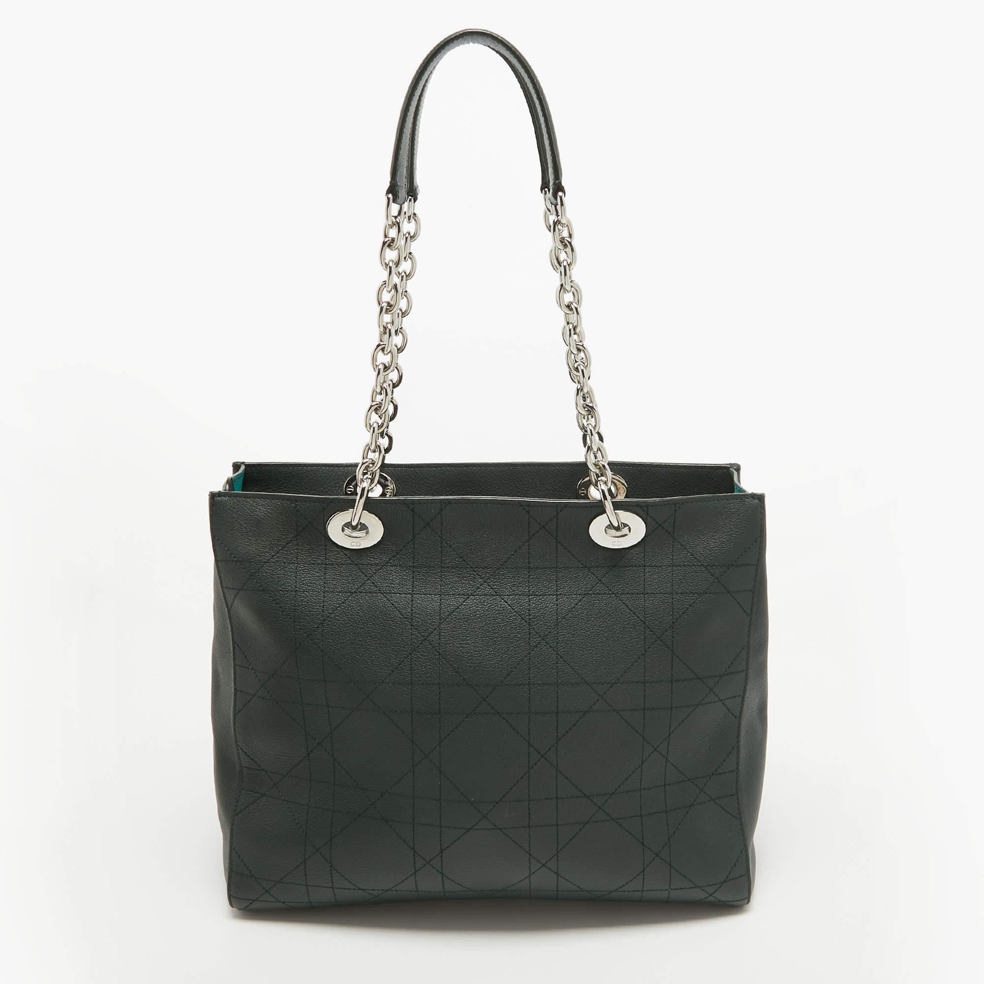 Dior Dark Green Cannage Leather Large Ultradior Tote 2