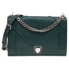 Dior Dark Green Leather Large Diorama Shoulder Bag