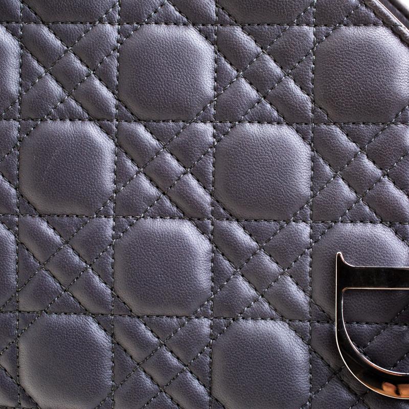 Dior Dark Grey Cannage Leather Lady Dior Zipped Shopper Tote 2