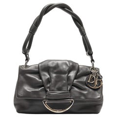 Dior Dark Grey Leather Small Demi Lune Flap Bag