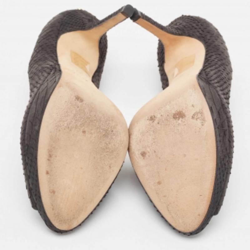 Dior Dunkel Grau Python Geprägtes Leder Miss Dior Peep Toe Pumps Größe 39 im Angebot 2